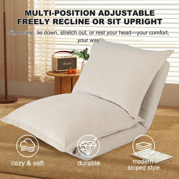 English Elm Convertible Floor Chair: Versatile Sofabed With Adjustable Backrest, Pillows & Durable Design W3422P361125