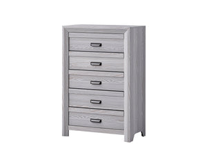 English Elm 1pc Five-Drawer Driftwood Chest with Cup Handles Rustic Wooden Bedroom Storage Tower, 31.1x16.5x47.5" Gray 34.1 L x 19.5 W x 50.5 H B011P234752