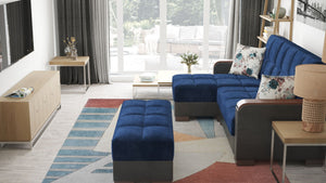 English Elm Primenest Zenaero Convertible Chaise Lounge With Storage - Modern Blue Upholstery & Wood Accents B030P303561-GIGA