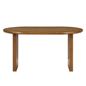 English Elm Trexm Farmhouse Oval Dining Set Seats Six with Rattan Back Chairs Oak Veneer Table Beige,Light Brown ST000157AAP