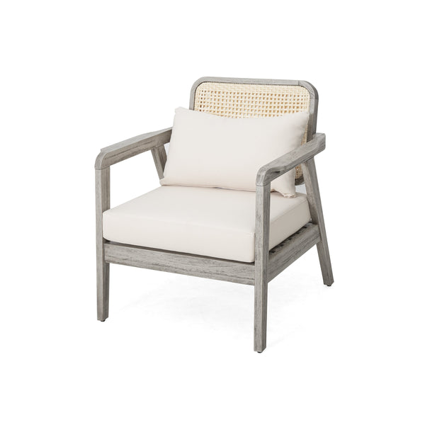 English Elm Outdoor Acacia Wood Club Chair Deep Seating Woven Back Patio Lounge Resort Style N780P171149G