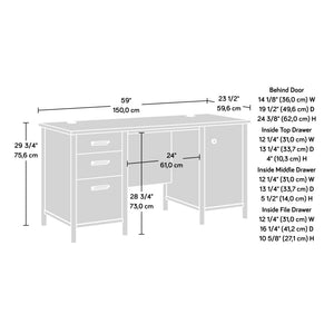 English Elm Computer Desk - Compact Brown Design With Storage Drawers For Home Office Or Study Space Solutions B356P402785