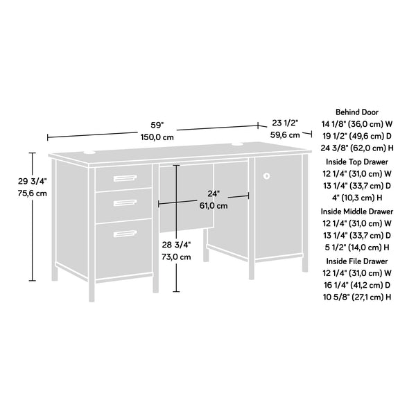 English Elm Computer Desk - Compact Brown Design With Storage Drawers For Home Office Or Study Space Solutions B356P402785