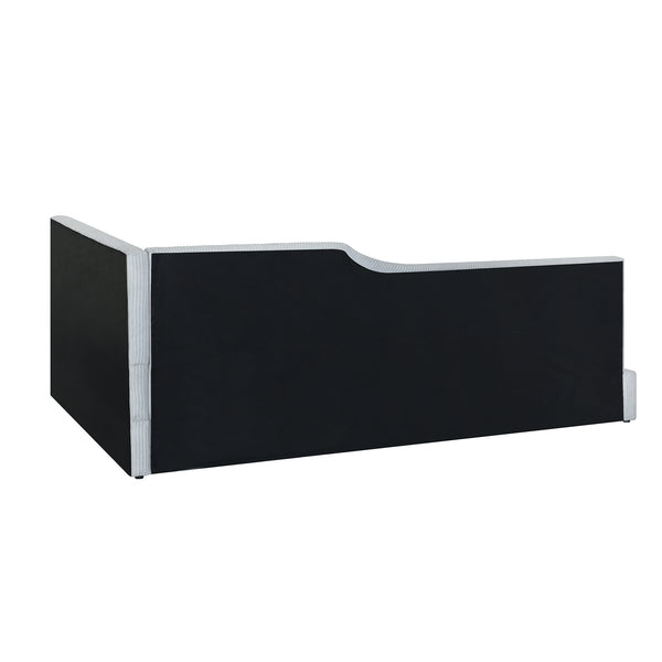 English Elm Twin L-Shaped Corduroy Daybed Upholstered Sofa Bed, Plush Cushioning, Stylish Beige Gray Design SF000188AAE