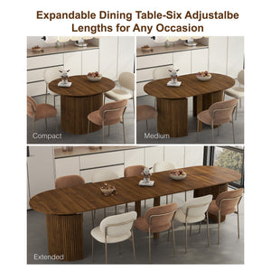 English Elm Extendable Wood Console Dining Table Seats Ten Open Leg Design for Home or Office Brown W1321S00056