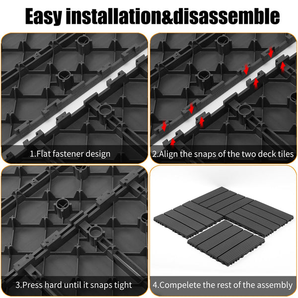 English Elm Plastic Interlocking Patio Tiles Waterproof Pp Grid Deck for Pool and Balcony 44 Pack W3022P251838