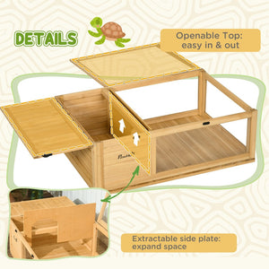 English Elm Pawhut Wooden Tortoise House - Versatile Indoor/Outdoor Habitat For Turtles, Lizards & Geckos W2225P200653-GIGA