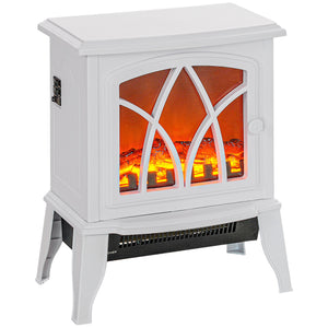 English Elm Homcom Electric Fireplace Stove - 18" Portable Heater With Realistic Flames, Overheat Safety, White W2225P249837