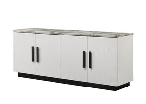English Elm Reine Modern Console Table Faux Marble Top Four Door Storage Entryway Cabinet B2749P413258