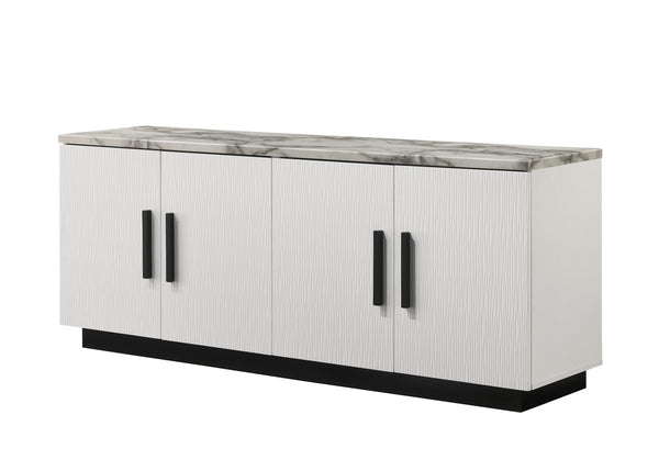 English Elm Reine Modern Console Table Faux Marble Top Four Door Storage Entryway Cabinet B2749P413258