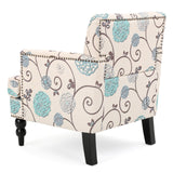 Christopher Knight Home® - Noble House - Harrison White and Blue Floral Fabric Tufted Club Chair