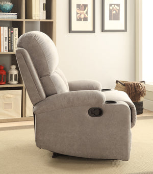 English Elm Grey Linen Recliner with Cup Holder and Memory Foam Seat, Tight Back Comfort, Smooth External Latch Recline — Perfect Relaxing Living Room Chair B062P215453