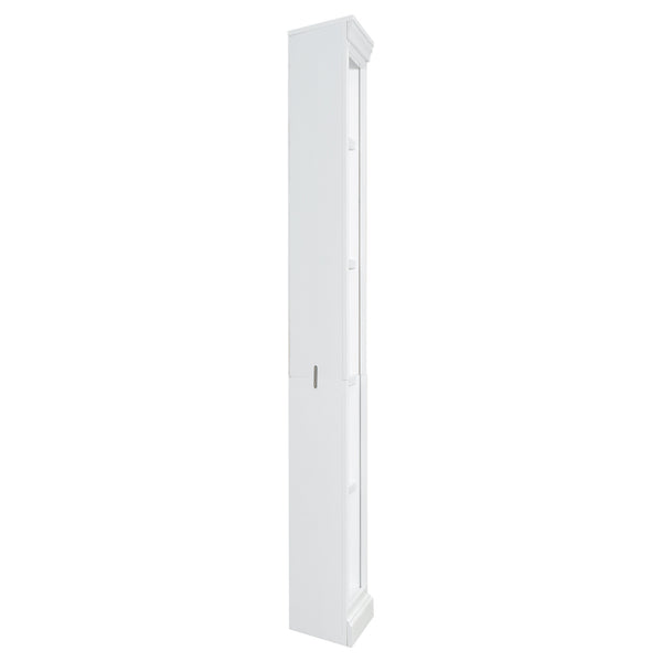English Elm 83.4"Tall 5 Tier Corner Bookcase, Modern White Triangle Shelf Unit with Adjustable Shelves, Solid Wood Frame, Space-Saving Display for Living Room N751P191709K