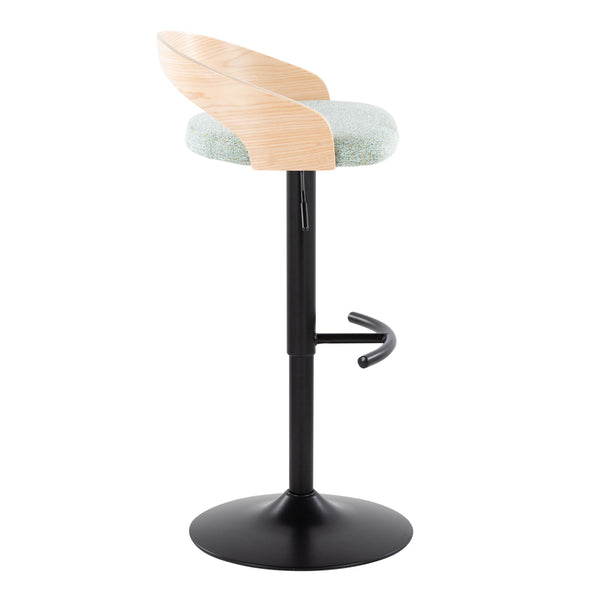 English Elm Contemporary Swivel Barstools Set of 2 with Green Fabric Black Metal and Wood Accents B202S00894