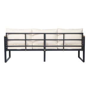 English Elm Outdoor Acacia Wood Iron Pipe 3 Piece Patio Sofa Set with Ottoman Table N757S354898B