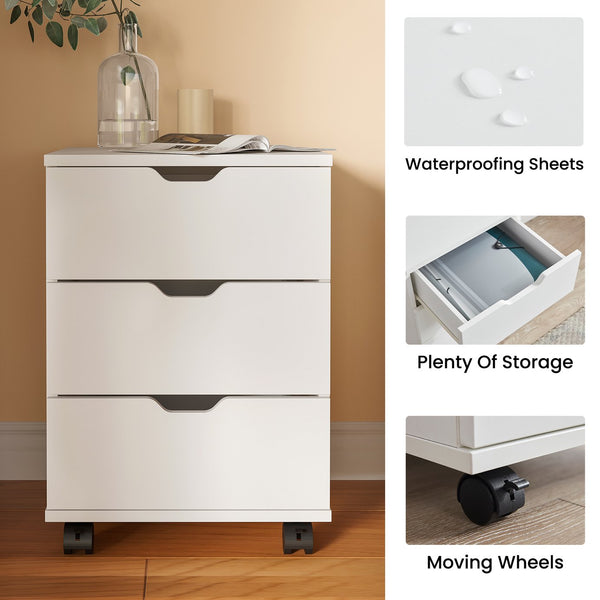 English Elm 3-drawer Rolling Wood File Cabinet on Casters for Home Office Under Desk Storage T3623P493349