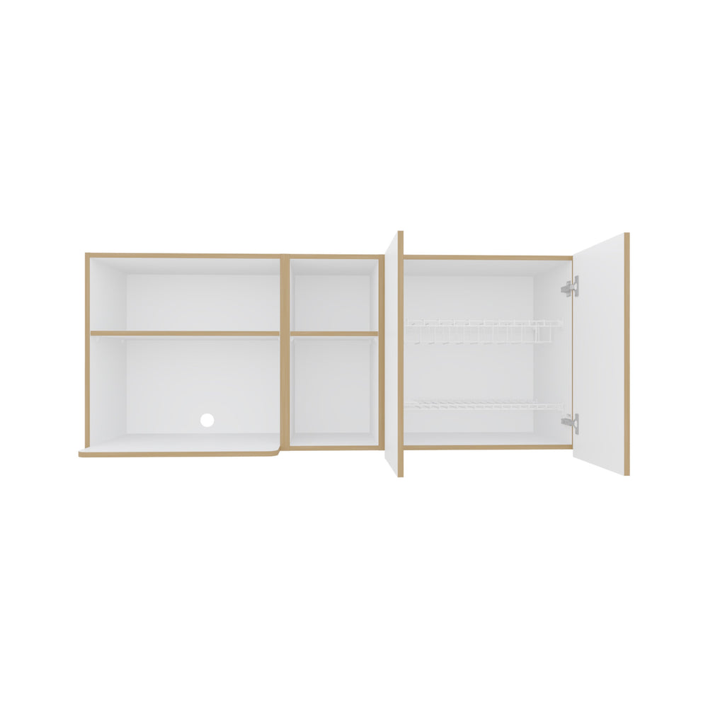 English Elm Wall Cabinet sleek 47.2" W x 23.6" H engineered wood wall-mounted storage with four doors, shelves, organizer and eco-safe compliance White 34.25 L x 28.74 W x 7.87 H B097P296857