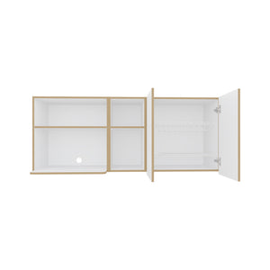 English Elm Wall Cabinet sleek 47.2" W x 23.6" H engineered wood wall-mounted storage with four doors, shelves, organizer and eco-safe compliance White 34.25 L x 28.74 W x 7.87 H B097P296857
