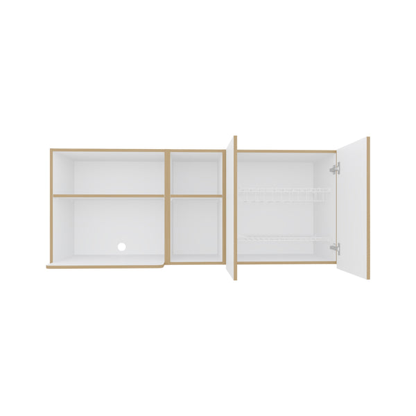 English Elm Wall Cabinet sleek 47.2" W x 23.6" H engineered wood wall-mounted storage with four doors, shelves, organizer and eco-safe compliance White 34.25 L x 28.74 W x 7.87 H B097P296857