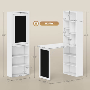 English Elm Fold-out Wall Mounted Convertible Workstation with Blackboard Panel and Adjustable Shelf T3971P387764