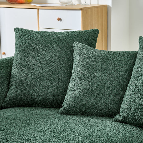 English Elm Modern 3-Seater Sofa Green with Wooden Legs, Lambswool Cushions & 5 Pillows, Stylish Durable Comfort W2817P300632