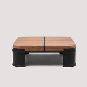 English Elm French Classic Square Coffee Table with Walnut Elm Veneer Top for Living Room T5686P508399