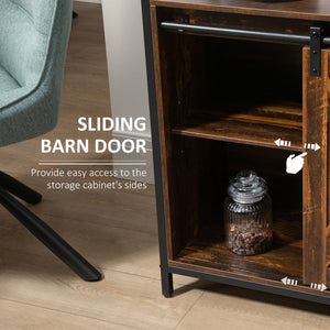 English Elm Homcom Rustic Industrial Sideboard Buffet Cabinet With Sliding Barn Doors, Adjustable Shelves & Storage W2225P217418