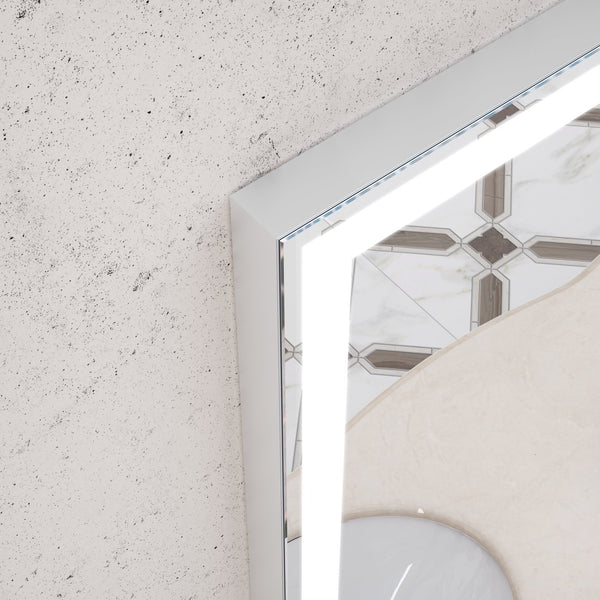 English Elm 48x36 LED Bathroom Vanity Mirror Silver Frame with Hidden Strip, Anti-Fog Touch Controls, Dimmable Memory W708P176761