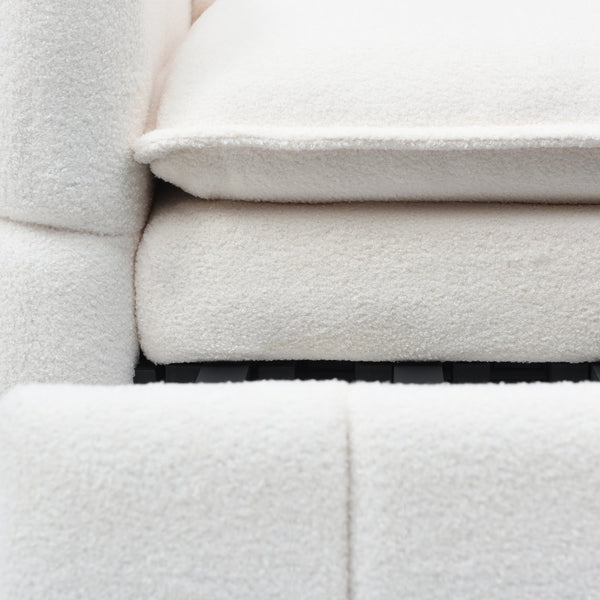 English Elm Sleeper 3-in-1 Pull-Out Couch Bed with Teddy Chaise, Breathable Fabric, Supportive Cushions for Small Spaces Beige W1117P253963