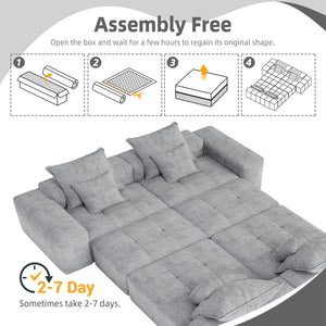 English Elm Modern Oversized Modular Sectional Sofa – Plush Chenille, 8 Diy Configurations, No Assembly, Grey W1885S00068