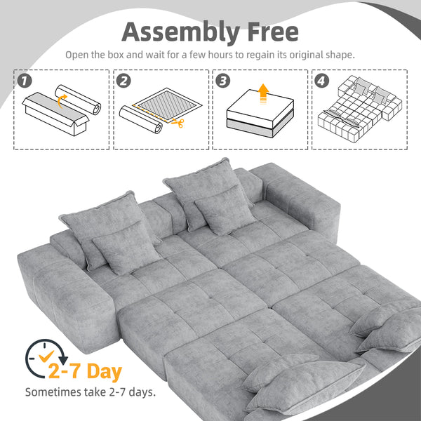 English Elm Modern Oversized Modular Sectional Sofa – Plush Chenille, 8 Diy Configurations, No Assembly, Grey W1885S00068