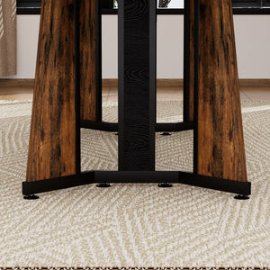 English Elm 70.9"Rectangular Waterproof Large Dining Table for 8 with Marble Top, Steel Frame, Adjustable Legs Black,Rustic Brown W1162P291767