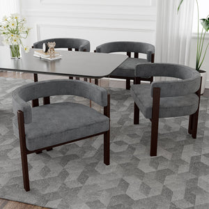 English Elm Modern Chenille Barrel Dining Chair with Metal Base, Plush Foam Seat, Compact Accent Seat for Home Gray W395P233456