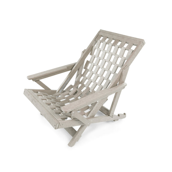 English Elm Pinecrest Outdoor Folding Lounge Chair Recycled Hdpe Reclining Patio Seat with Cushion Sand B2745P409689
