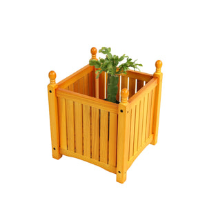 English Elm Wood Teak Square Planter Box for Porch Patio Garden - Stylish Outdoor Flower & Herb Container, Easy Assemble W495P315776