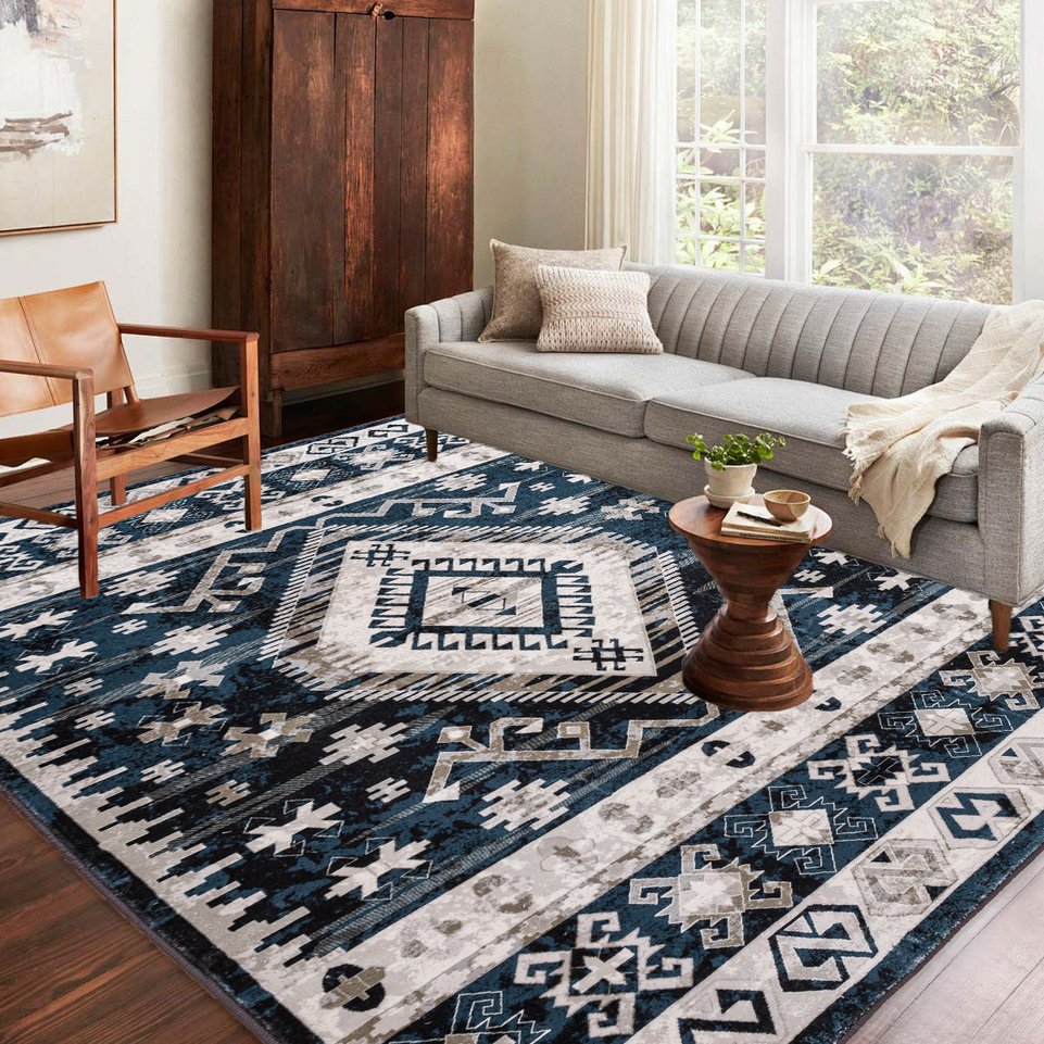 English Elm Area Rug 8X10 Vintage Bohemian Persian Geometry - Non-Slip, Washable, Stylish For Any Room! W2907P265133