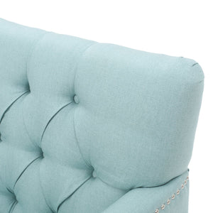 English Elm Christopher Knight Home® - HARRISON Tufted Club Chair with Diamond-Stitched Back, Nailhead Trim and Turned Birch Legs for Comfort and Style Light Blue 53444.00FLBL