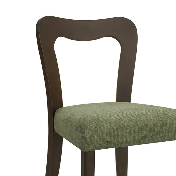 English Elm Christopher Knight Home® - Dining Chair Modern Set of 2 with Rounded Back and Upholstered Seat on Durable Rubberwood Frame Dark Brown,Green N771P254007L