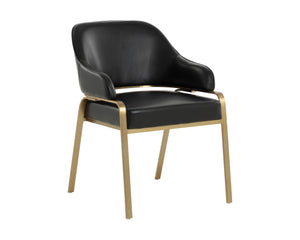 Sunpan Malachi Dining Armchair - Luxurious Design with Stainless Steel Base for Elegant Dining Spaces Gold, Cantina Black