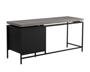 Sunpan Norwood Desk - Modern Concrete & Pine Wood Blend with Unique Texture, Black Metal Frame, 63" Wide