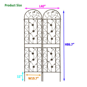 English Elm 2 Pack Powder Coated Steel Garden Trellis Tall Rustproof Climbing Plant Support Panels W1586P243847