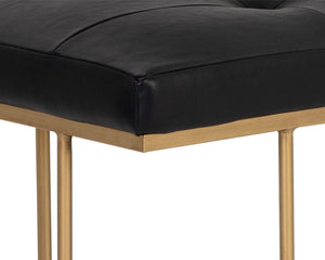 Sunpan Maverick Bench - Stylish Tufted Seat with Antique Brass Legs for Elegant Living Room Seating Bravo Black