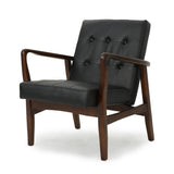 Christopher Knight Home® - Noble House - Marcola Mid Century Modern Faux Leather Club Chair with Wood Frame