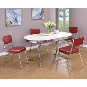 English Elm Midge Retro 5-Piece Oval Dining Set - Stylish White Table & Colorful Upholstered Chairs For Comfort B062S01316