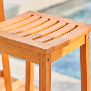 English Elm Honey Eucalyptus Outdoor Dining Stool - Durable, Stylish Wood Seating For Patios And Porches B093P401136