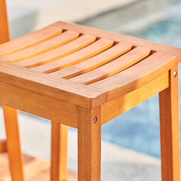 English Elm Honey Eucalyptus Outdoor Dining Stool - Durable, Stylish Wood Seating For Patios And Porches B093P401136