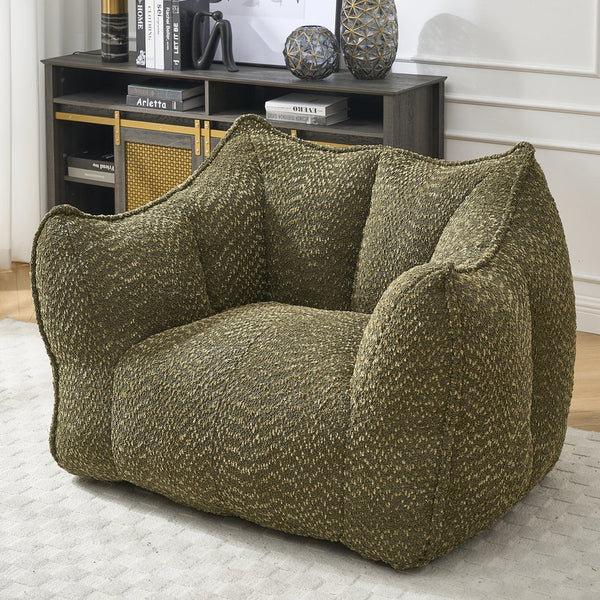 English Elm Sofa plush beanbag chair with superfiber cover and resilient foam filling for ultimate home comfort and relaxation Olive Green W1996P252266