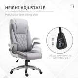 English Elm Vinsetto High Back 360° Swivel Ergonomic Home Office Chair With Flip Up Arms, Faux Leather Computer Desk Rocking Chair, Grey