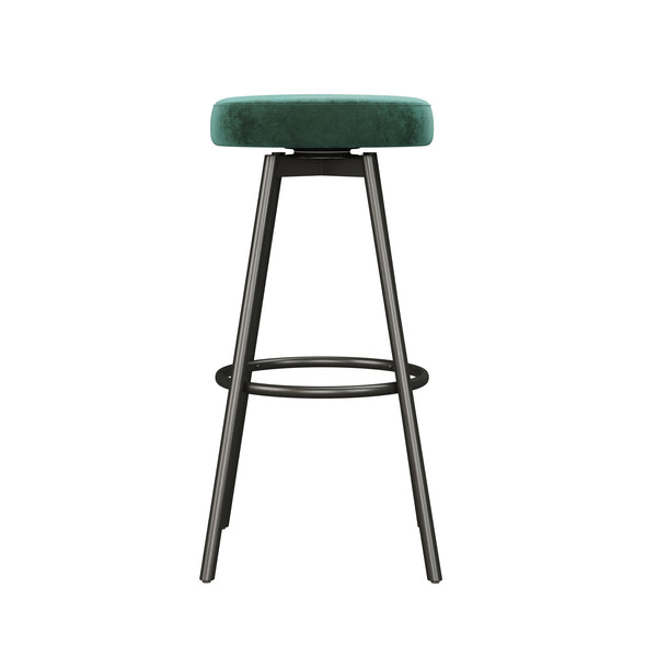 English Elm Walker Edison - Modern Modern Glam Upholstered Faux Velvet Bar Stool Set of 2 in Emerald – Ultra-Soft Foam Cushion, Steel Frame, Quick Assembly, Scratch-Resistant Glides B185P168961