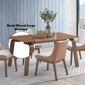 English Elm Ginny Walnut 5-Piece Dining Set with Bouclé & Velvet Chairs, 63" Wood Table, 220lb Seats B2726S00438